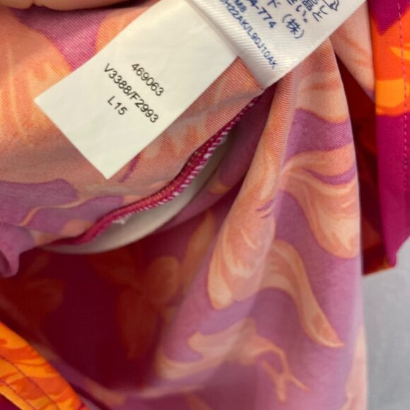 Lands’ End Floral Tankini Top Size 16 Swimsuit Unpadded Underwire Pink Orange - Picture 10 of 10